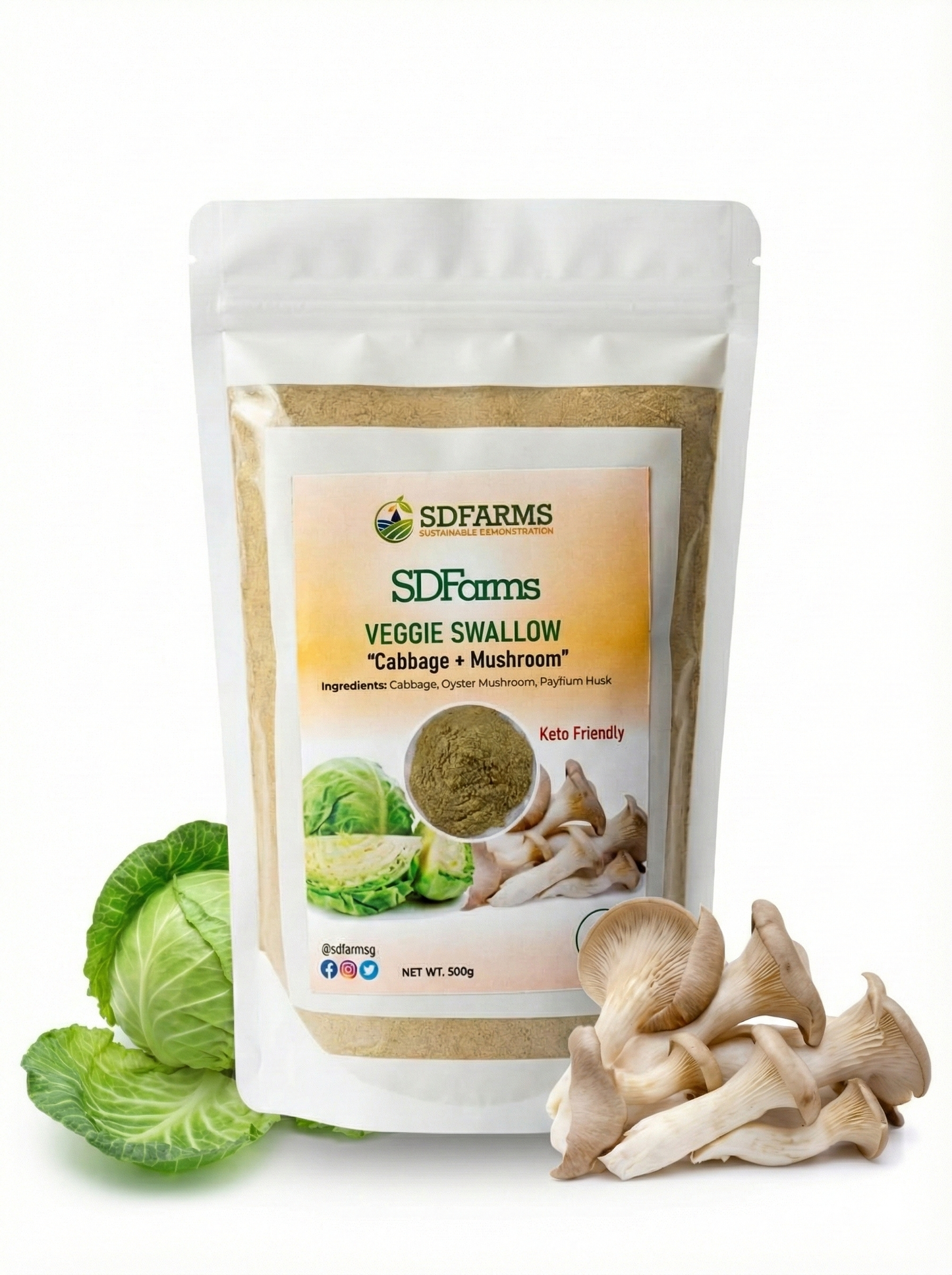 VEGGIE SWALLOW (CABBAGE AND MUSHROOM) 500 Gram