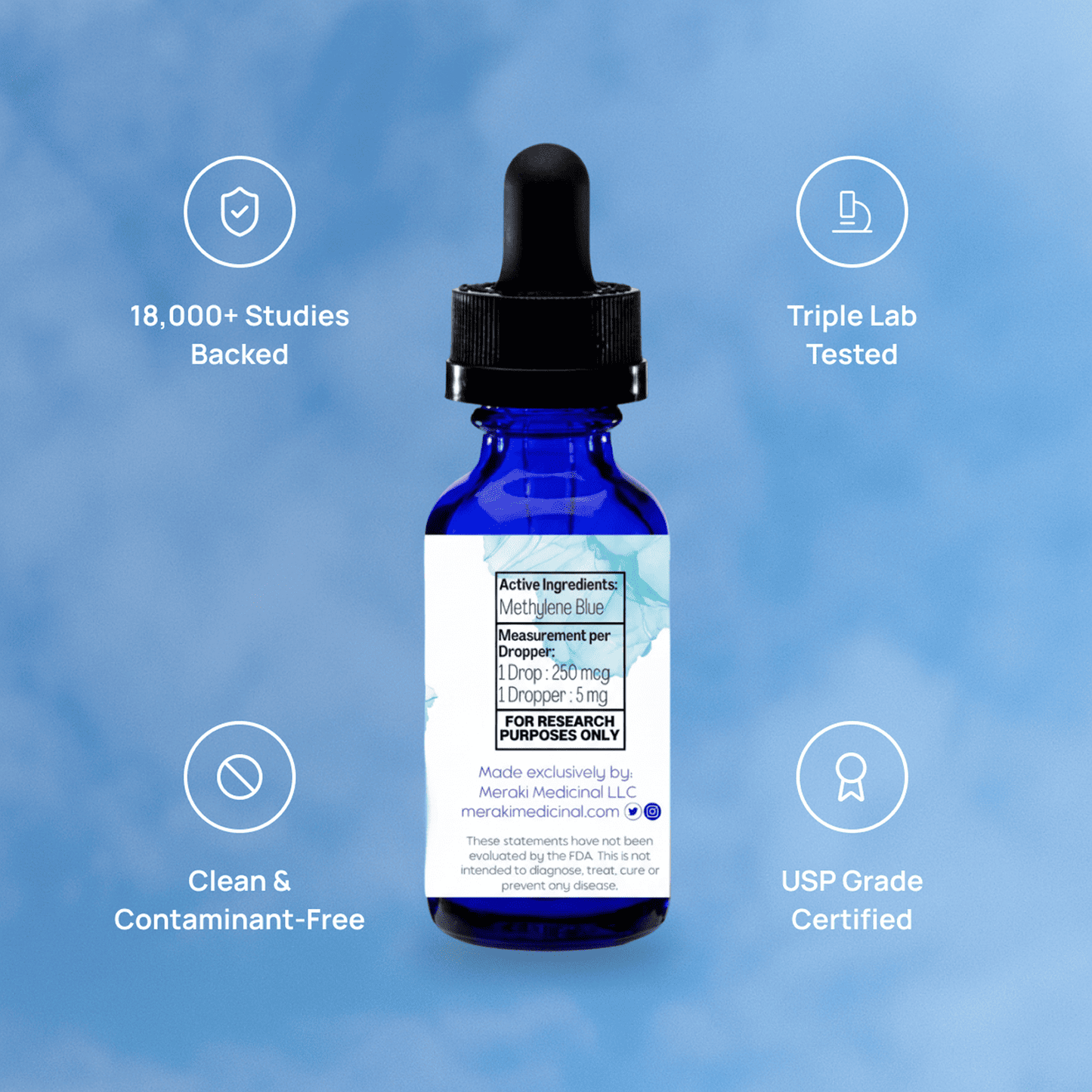 Meraki Blu USP Grade Methylene Blue 150mg